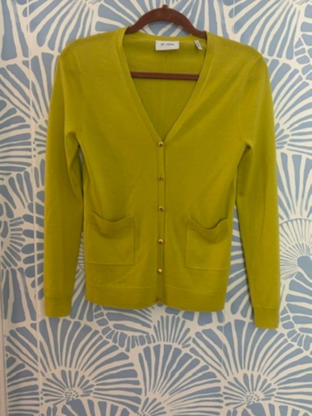 St. John Chartreuse V-neck Cardigan Size XS
